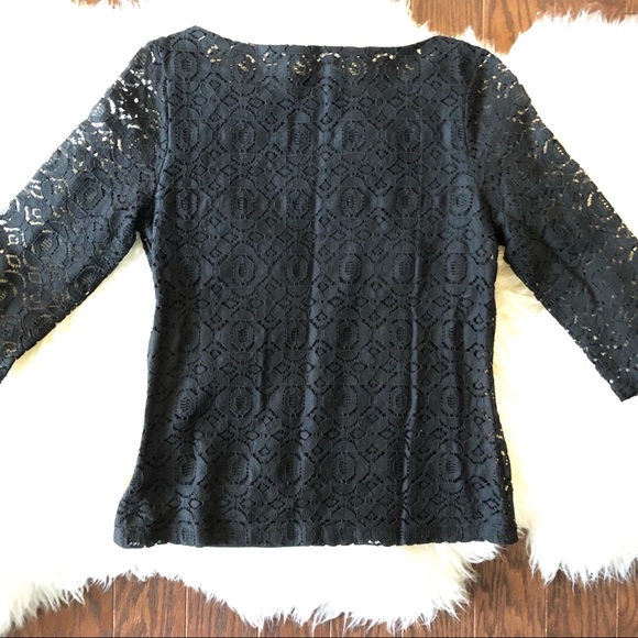 Banana Republic Black Scoop Neck 3/4 Lace Top {4} - Picture 8 of 8